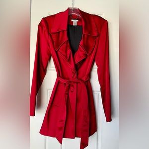 Beautiful Red Satin Belted Jacket